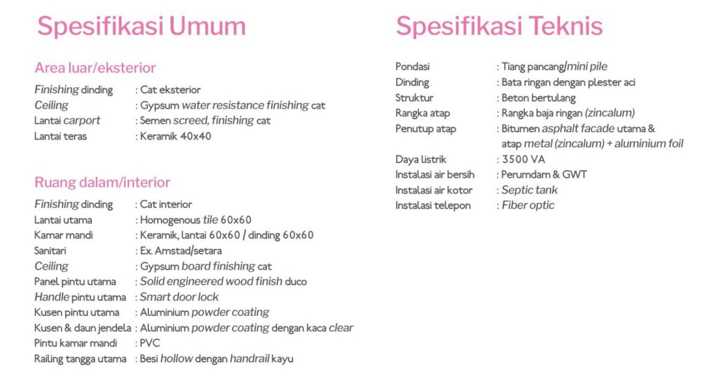 spesifikasi unit mimosa